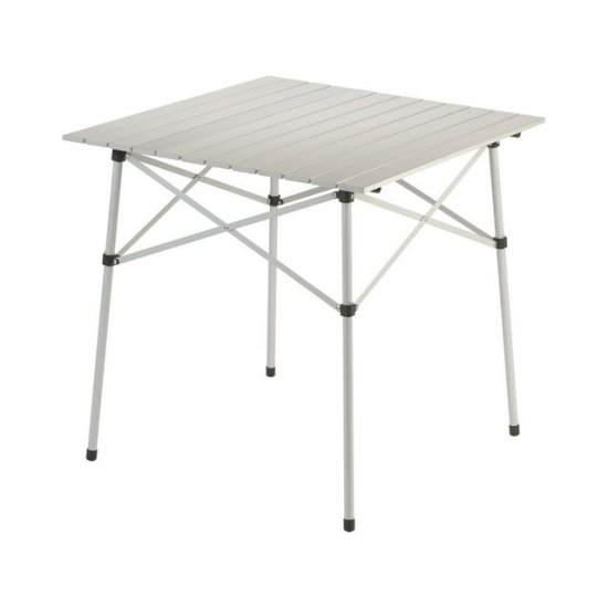 Coleman Compact 27.6\" W x 27.6\" L Roll-Top Aluminum Adult Camping Table, Silver