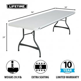Lifetime 8 Foot Rectangle Folding Table, Indoor/Outdoor Commercial Grade, White Granite, Set of 4 (80344)