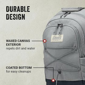 Coleman Backroads 30 Can Insulated Soft Sided Cooler Backpack, Gray