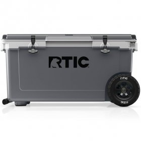RTIC 72 QT Ultra-Light Wheeled Hard-Sided Ice Chest Cooler, White and Grey, Fits 96 Cans