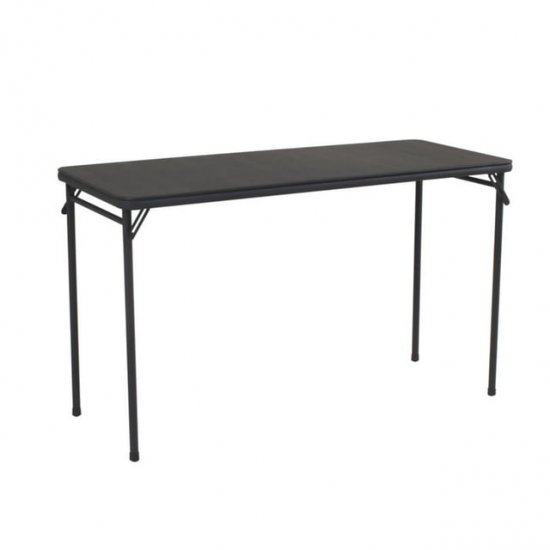COSCO 20\" x 48\" Vinyl Upholstered Steel Frame Folding Table, Black