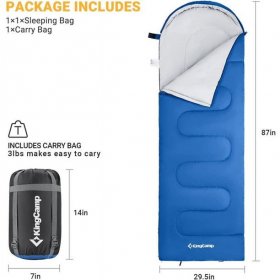 KingCamp Camping Sleeping Bags Waterproof 3 Season Portable Envelope Sleeping Bags for Adults Blue Right-zip