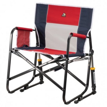 GCI Outdoor Freestyle Rocker XL Heavy Duty Foldable Rocking Camp Chair, Red/White/Blue