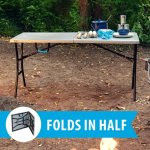 Lifetime 5 Foot Rectangle Fold-in-Half Table, Indoor/Outdoor Essential, Gray, 60.3" x 25.5" (80861)
