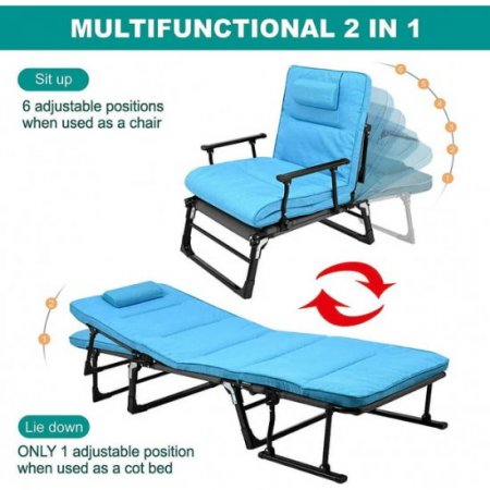 Slsy 3 in 1 Folding Bed with Mattress, Portable Fold up Bed with 6 Adjustable Positions, Cot Size Foldable Guest Beds, Hideaway Cot for Adults