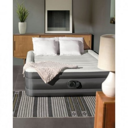 Intex TruAire Luxury Queen Air Mattress Airbed with Lumbar Support and Pump