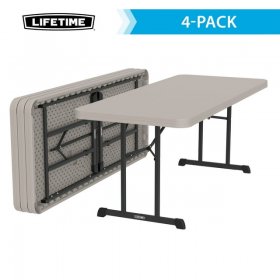 Lifetime 6 ft. Rectangle Folding Table, Indoor/Outdoor Professional Grade, Putty Set of 4 (480126)