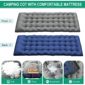 Slsy Portable Folding Camping Cot Bed with 2 Sided Mattress & Pillow, Adjustable 5-Position Folding Lounge Chair, Folding Cot Bed
