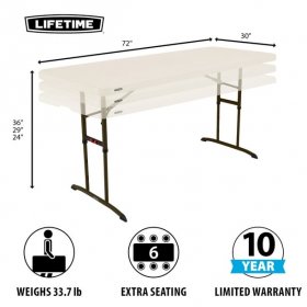 Lifetime 6 Foot Rectangle Adjustable Height Nesting Table, Indoor/Outdoor Commercial Grade, Almond (80834)
