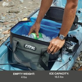 RTIC 30 Can Soft Pack Cooler, Leakproof Ice Chest Cooler with Waterproof Zipper, Blue/Grey