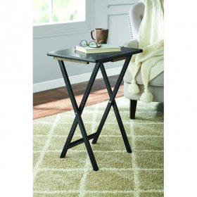 Mainstays Indoor Folding Table Set of 4 in Black L19 x W15 x H26 inches. 4 Tables+1 Rack Stand.
