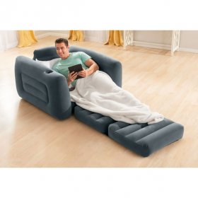 Open Box Intex Inflatable Pull Out Sofa Chair with Twin Sized Air Bed Mattress