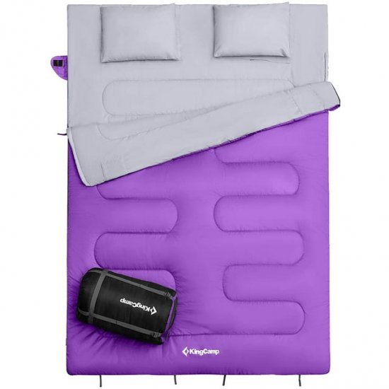 KingCamp Double Sleeping Bag Lightweight Waterproof 2 Person Sleeping Bags for Adult with 2 Pillows 87\" X 59\"