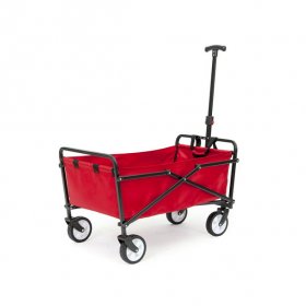 Seina Steel Compact Collapsible Folding Outdoor Portable Utility Cart, Red