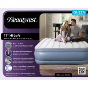Beautyrest Hi Loft Raised Air Mattress with External Pump - Inflatable Bed with Edge Support, Puncture-Resistant Vinyl Twin