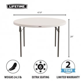 Lifetime 48 inch Round Nesting Table, Indoor/Outdoor Light Commercial Grade, White (81111)