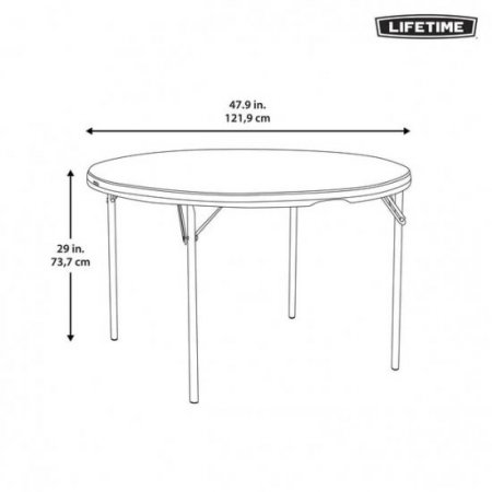 Lifetime 48 inch Round Folding Table, Indoor/Outdoor, Light Commercial Grade, Almond (80874)