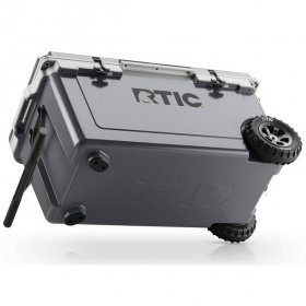 RTIC 72 QT Ultra-Light Wheeled Hard-Sided Ice Chest Cooler, White and Grey, Fits 96 Cans