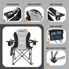 KingCamp Lumbar Support Camping Chairs Portable Lawn Chairs Padded Folding Chair for Adults,11Lbs