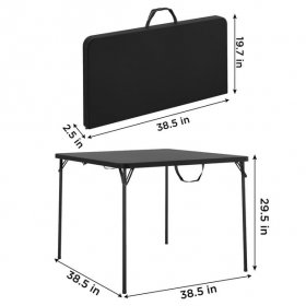 COSCO XL 38.5" Fold-in-Half Card Table w/ Handle, Black, Indoor & Outdoor, Portable, Wheelchair Accessible, Camping, Tailgating, & Crafting Folding Table