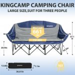 KingCamp Extended Camping Chair Outdoor Folding Chair for 3 People Adult (Blue/Grey,18.5LBS)