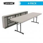 Lifetime 8 ft. Rectangle Folding Table, Indoor/Outdoor Professional Grade, Putty Set of 4 (480127)