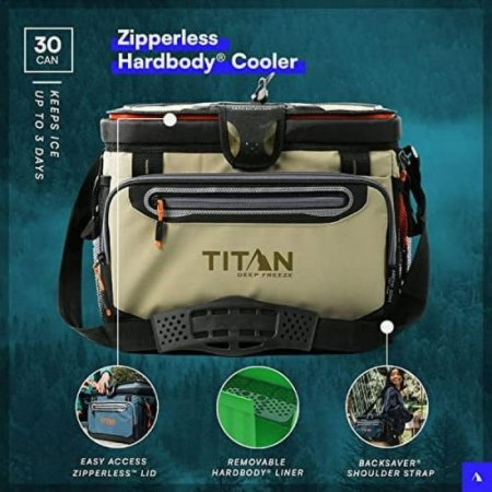 Arctic Zone Titan Cooler - 16 Can Zipperless Hardbody Cooler - Deep Freeze Insulation, HardBody Liner, and SmartShelf