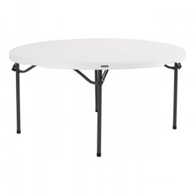 Lifetime 60 inch Round Folding Table, Indoor/Outdoor Commercial Grade, White Granite (280301)