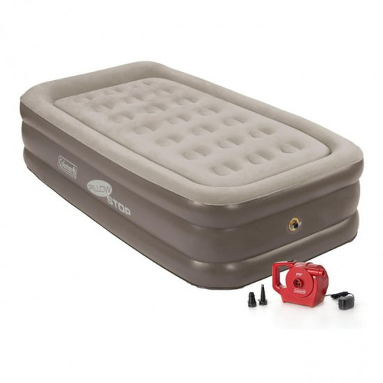 Coleman SupportRest Pillowstop 18\" Double-High Airbed with Rechargeable Pump, Twin