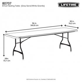 Lifetime 8 Foot Rectangle Nesting Folding Tables, Indoor/Outdoor Commercial Grade, Almond, Set of 4 (80707)