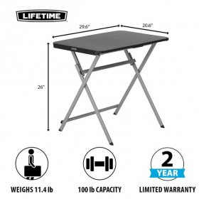 Lifetime 30 inch Rectangle Personal Folding Table, Indoor/Outdoor Light Commercial Grade, Black (80623)