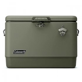 Coleman Reunion 54-Qt Ice Chest Stainless Steel Belted Matte Cooler, Sage