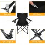 KingCamp Lightweight Camping Chair for Adults Folding Portable Lawn Chairs Support up to 220lbs Black
