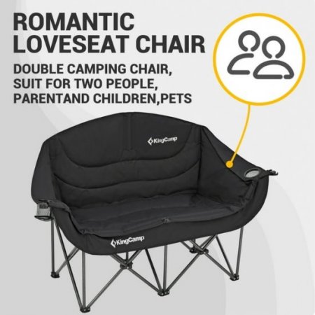 Kingcamp Loveseat Camping Chair for Adult Double Camping Chair Folding Chair for Two People Heavy Duty Support Up to 440 lbs