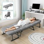 Slsy 3 in 1 Folding Sofa Bed, Portable Folding Bed with Mattress & Pillow, 6 Position Adjustable Convertible Chair, Rollaway Guest Bed Fold Out Bed