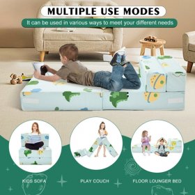 Slsy 3 in 1 Folding Sofa Bed Floor Mattress for Kids, Folding Mattress Kid Fold Up Sofa Futon Folding Chair Bed, Child Foldable Mattress Floor Bed Folding Couch Trifold Mattress for Playroom