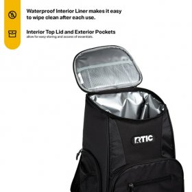 RTIC 15 Can Lightweight Backpack Insulated Cooler with Additional Storage Pockets, Black