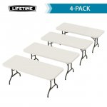 Lifetime 6 ft. Rectangle Indoor/Outdoor Commercial Folding Table, Almond Set of 4 (42900)