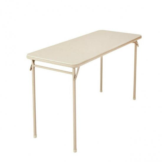 20\" x 48\" Vinyl Upholstered Steel Frame Folding Table Antique Linen