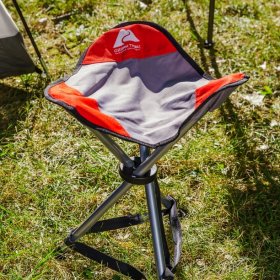 Ozark Trail Tripod Camp Stool with Carry Strap, Polyester, Red, 2 Pounds