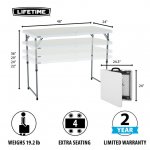 Lifetime 4 ft. Rectangle Fold-in-Half Adjustable Table, Indoor/Outdoor Residential, White (4428)