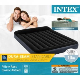 Intex Dura Beam Pillow Rest Classic Airbed with Built-In Pump, Queen (3 Pack)