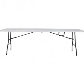 Deluxe 8 foot x 30 inch Fold-in-Half Blow Molded Folding Table, White