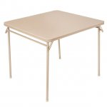 COSCO 34" Square Folding Card Table with Vinyl Top, Antique Linen