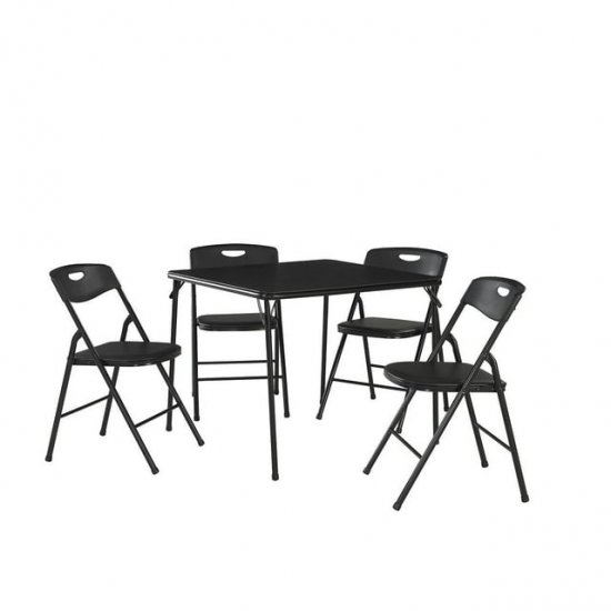 5 Piece Folding Table and Chair Set Steel Frame Black