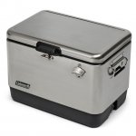 Coleman Reunion 54-Qt Ice Chest Stainless Steel Belted Matte Cooler, Silver