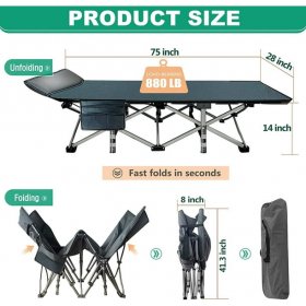 Slsy Folding Camping Cots with 3.3 Inch 2 Sided Mattress, 75"* 28" Folding Bed Cot with Carry Bag, Folding Sleeping Cot Guest Bed