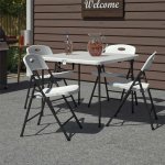 COSCO XL 5-Piece Folding Indoor/Outdoor Dining Set w/ 36" Fold-in-Half Card Table w/ Handle, White