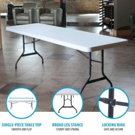 Lifetime 8 ft. Rectangle Folding Table, Indoor/Outdoor Commercial Grade, White Set of 4 (42980)