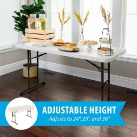 Lifetime 6 Foot Rectangle Adjustable Height Nesting Table, Indoor/Outdoor Commercial Grade, Almond (80834)